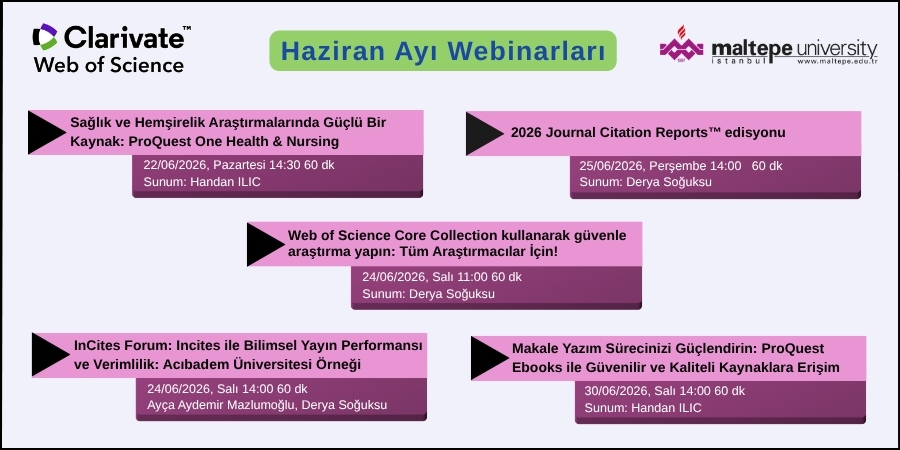 Clarivate Haziran 2026 Eğitimleri